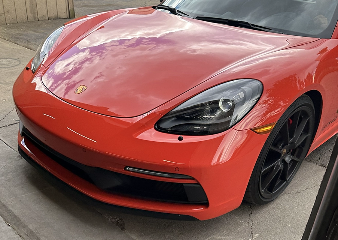 Vehicle undergoing professional paintless dent repair at Precision PDR